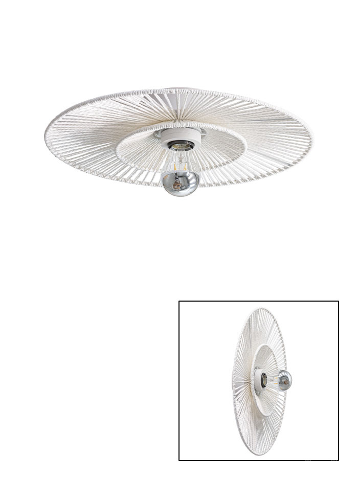 CAPPELLO PLAFOND/WANDLAMP d:40cm E27 wit met witte kap         - Wandlampen