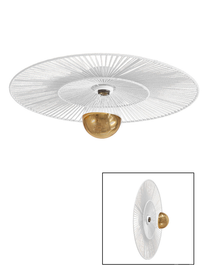 CAPPELLO PLAFOND/WANDLAMP d:60cm E27 wit met witte kap                        - Wandlampen