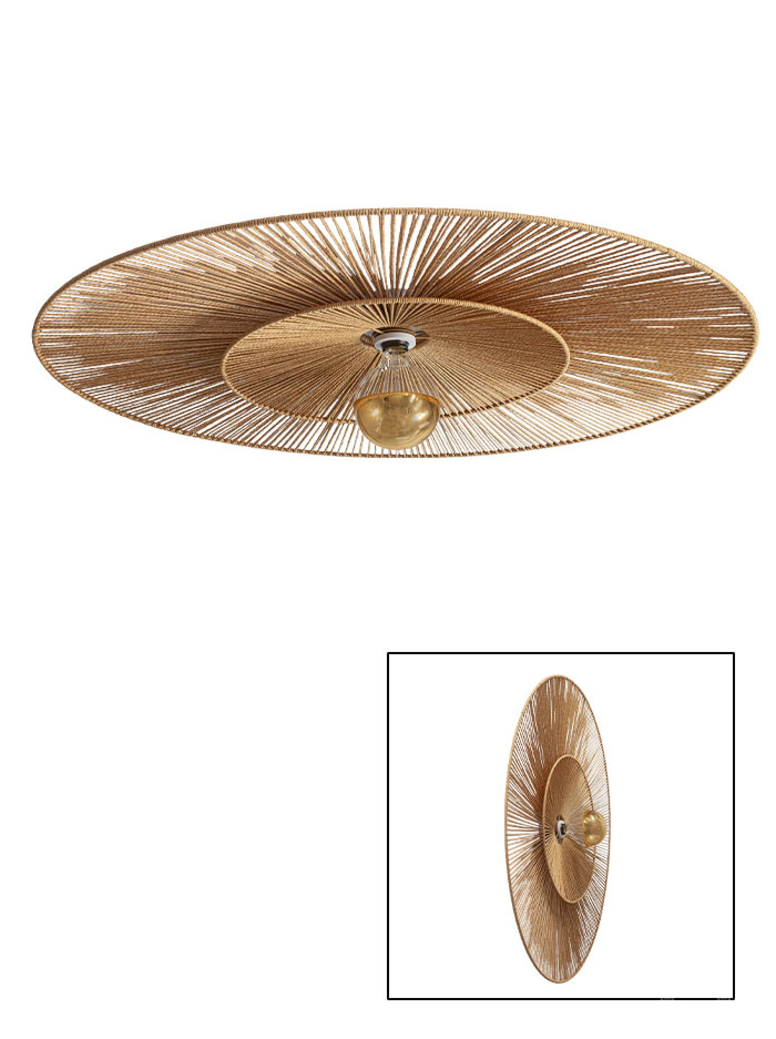 CAPPELLO PLAFOND/WANDLAMP d:100cm E27 wit met naturel kap        - Wandlampen