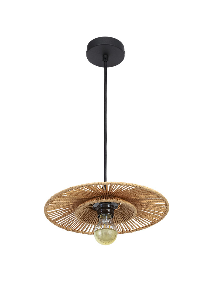 CAPPELLO HANGLAMP E27 d:30cm zwart met naturel kap                            - Hanglampen