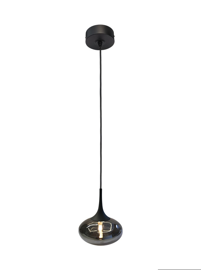 Paradiso hanging lamp 1-light G9 black with smoke glass 170mm