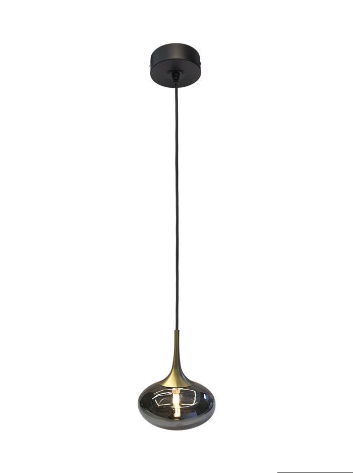 Paradiso hanging lamp 1-light G9 brass with smoke glass 170mm