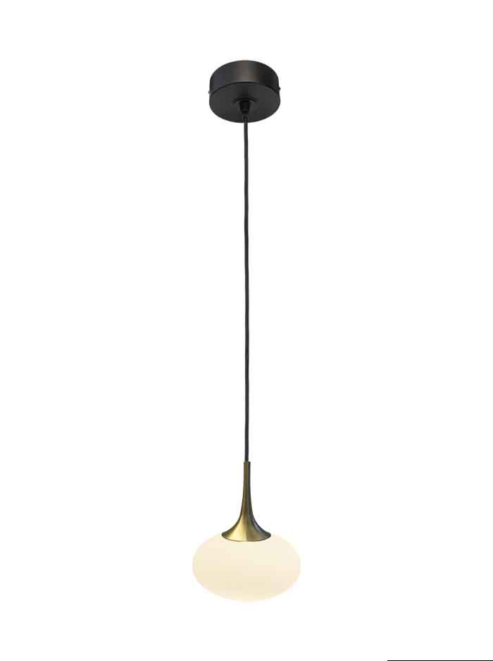 Paradiso hanglamp 1-lichts G9 messing met opaal 170mm