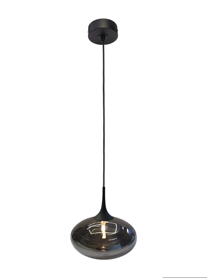 Paradiso hanging lamp 1-light G9 black with smoke glass 250mm