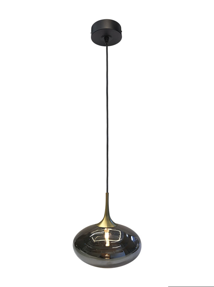 Paradiso hanging lamp 1-light G9 brass with smoke glass 250mm