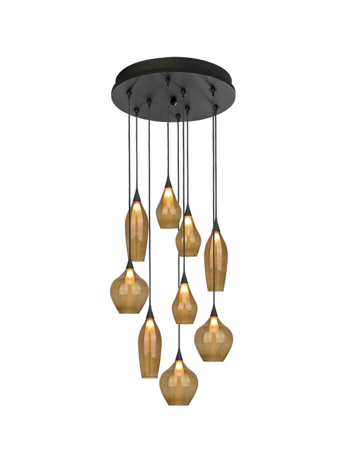 Ionia hanglamp rond 9-lichts G9 zwart d:600mm