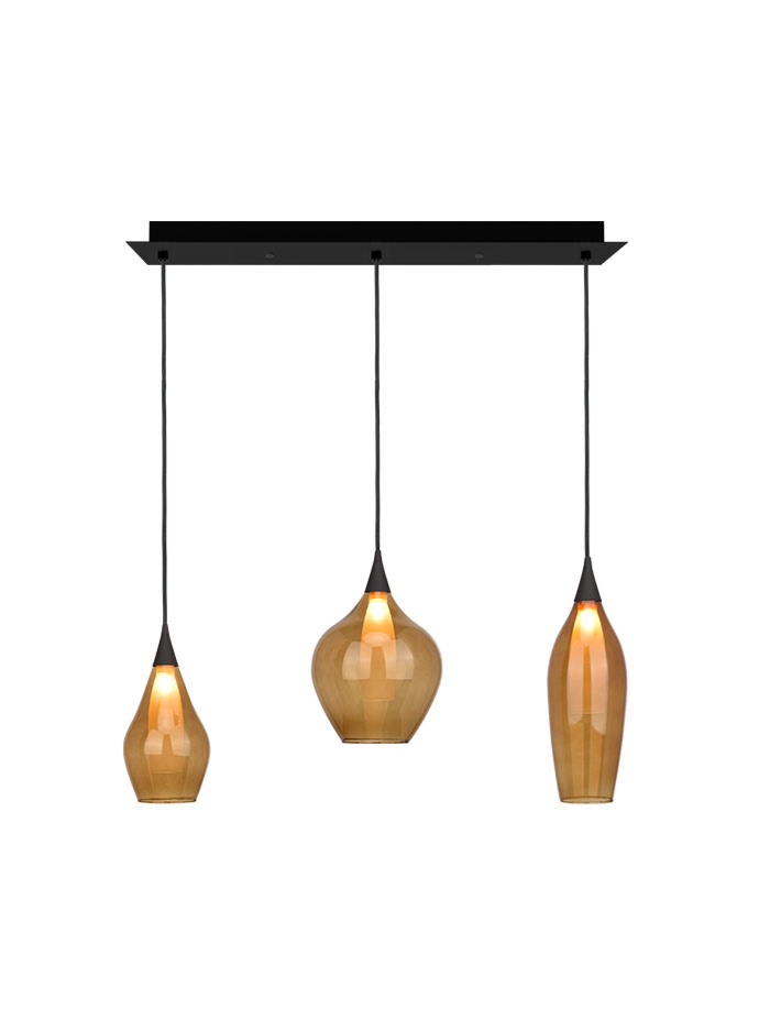 Ionia hanglamp rechthoek 3-lichts G9 zwart  670 x 100mm