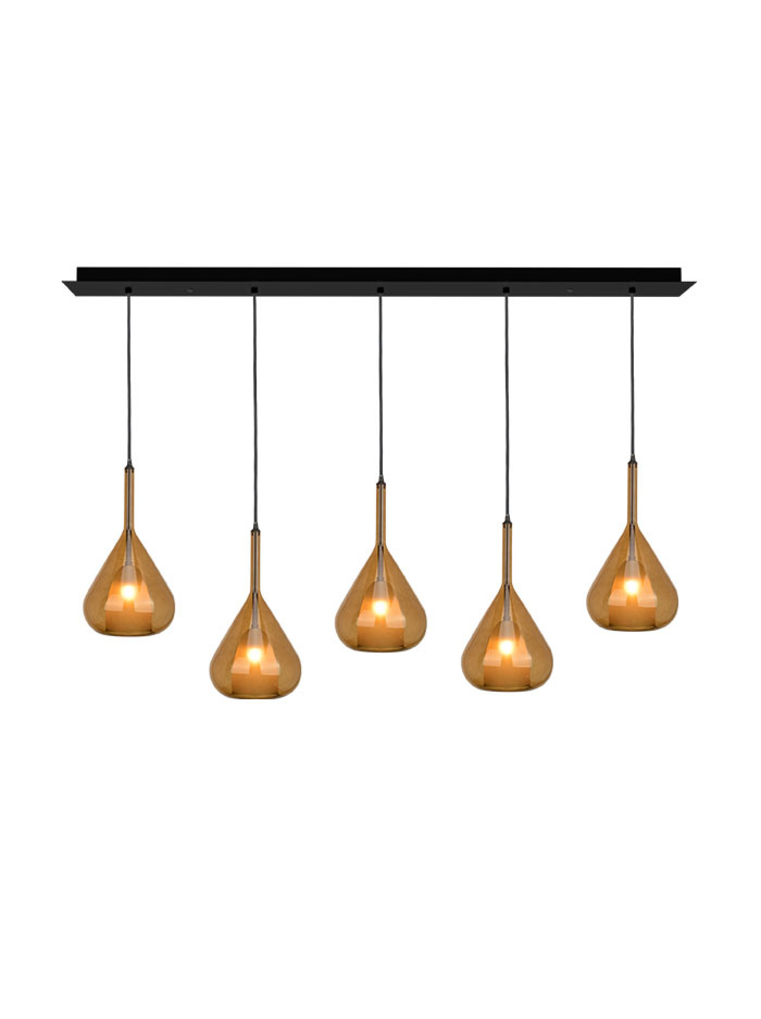 Ionia hanglamp rechthoek 5-lichts G9 zwart  1300 x 100mm