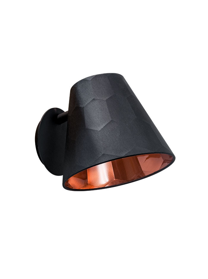 Hexagon XS wandlamp zwart/koper ontworpen door Osiris Hertman - Wandlampen