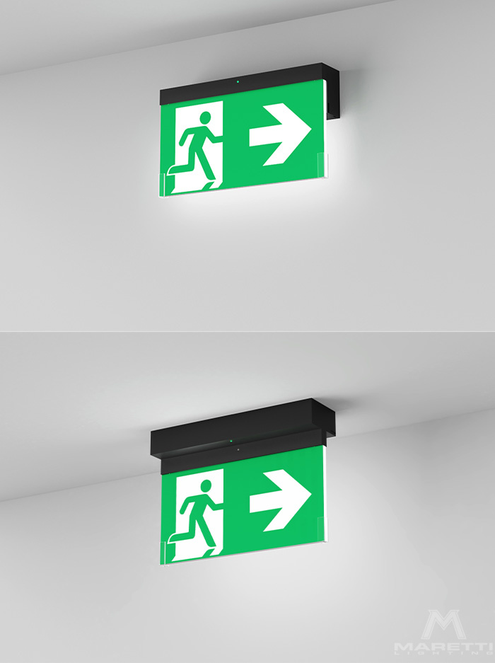 Noodverlichtings armatuur 3h 2700K voor wand en plafondmontage zwart