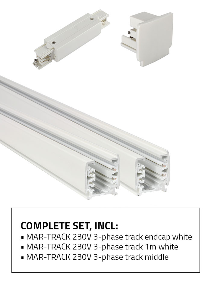 RAILSET 3-fase 2x 1m wit - Railverlichting