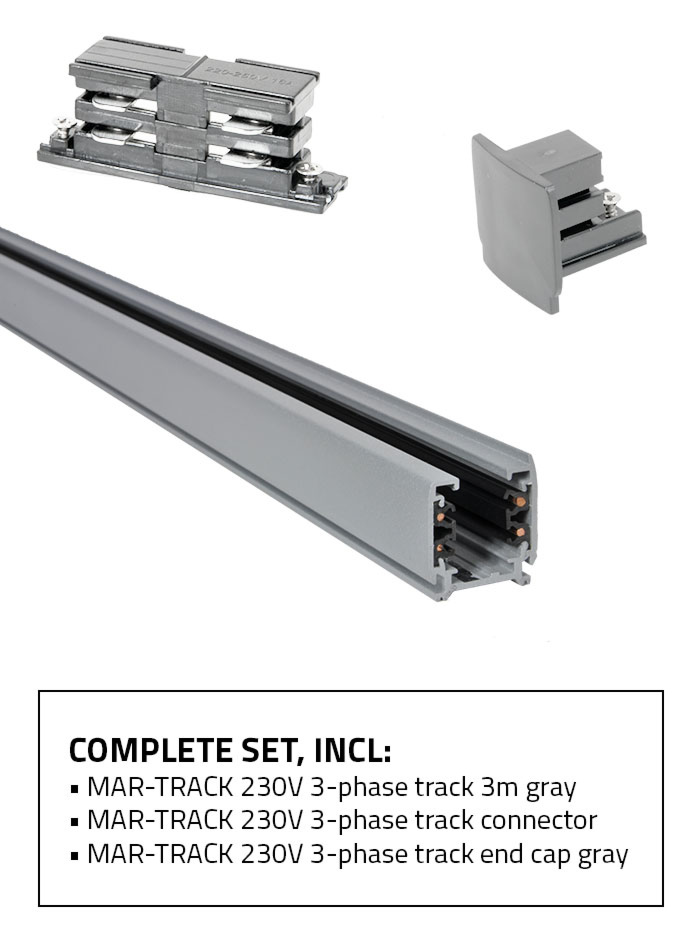 RAILSET 3-fase 3m grijs - Railverlichting