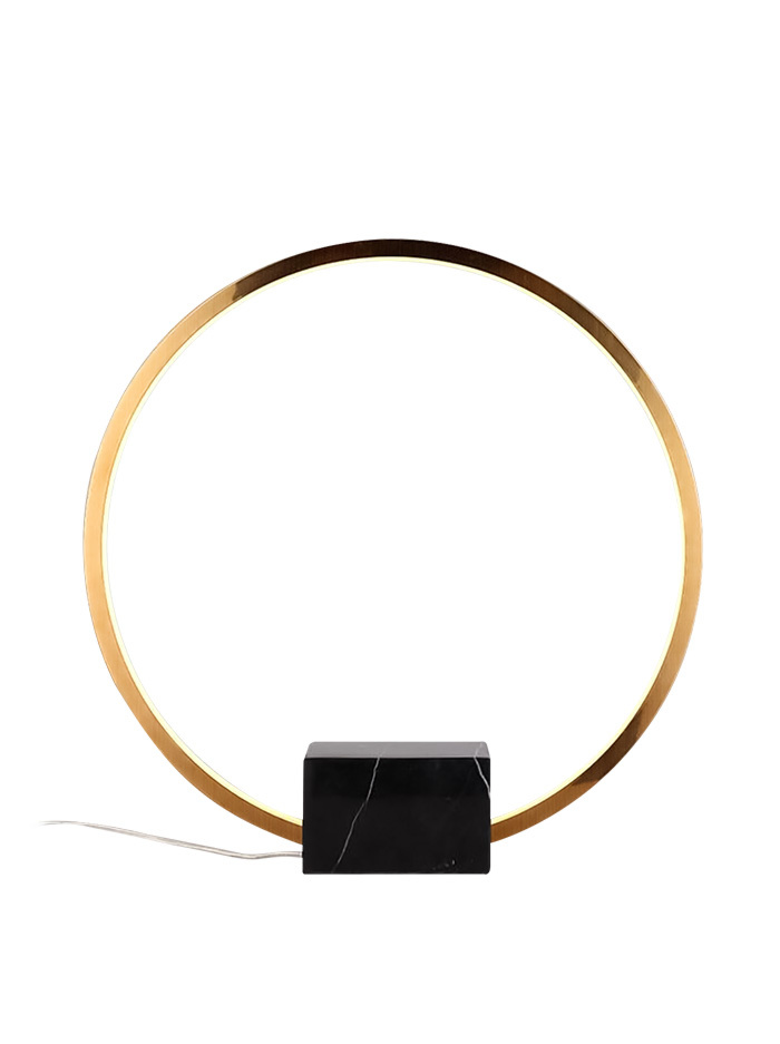 RING tafellamp 14W messing met zwart marmer voet - Tafellampen