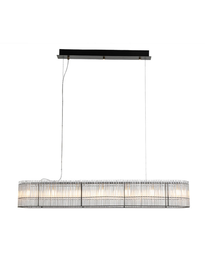 Puglia hanglamp 7x G9 zwart + smoke glas d:110cm