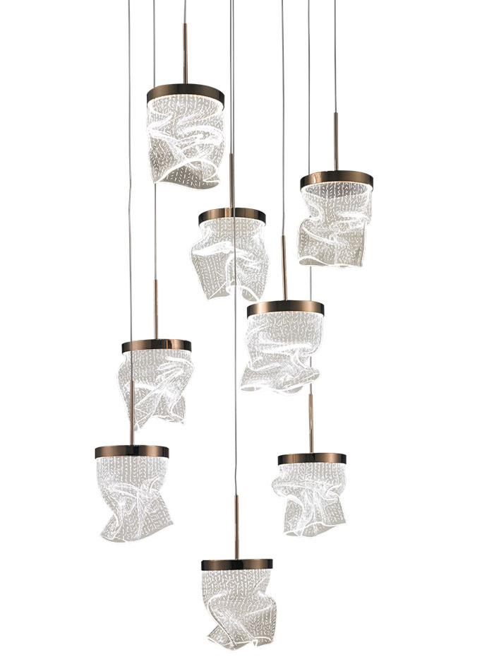 FELICE hanglamp 8x 5W 2700K goud d:40cm dimbaar - Hanglampen