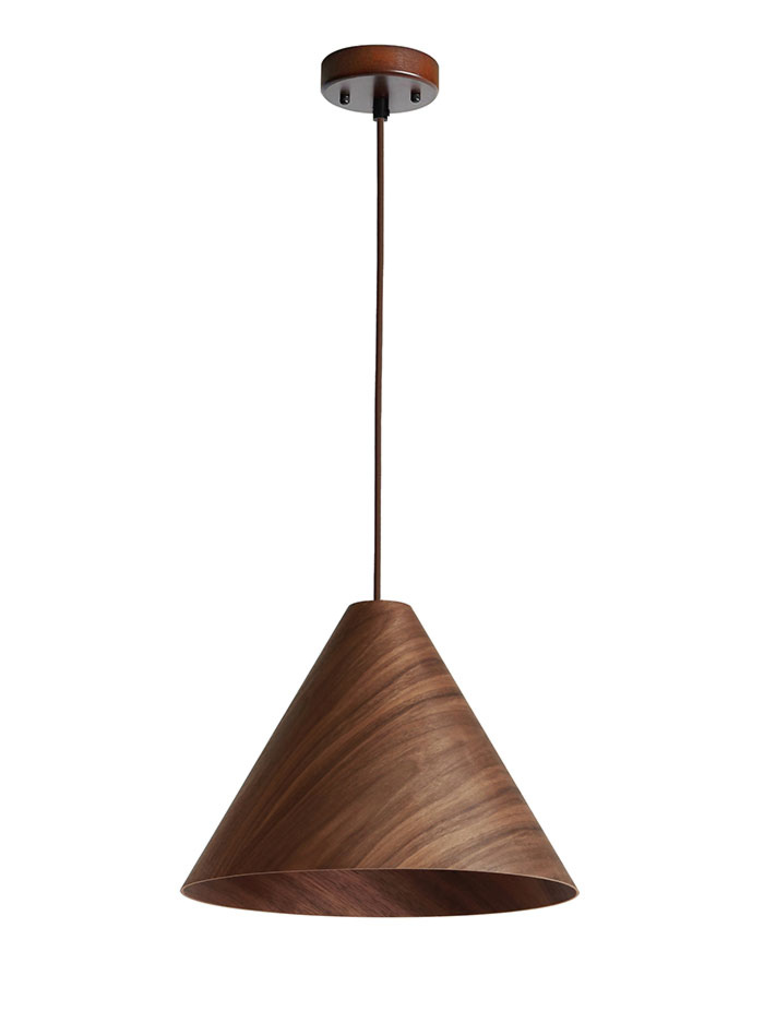Aldo m hanglamp E27 donker walnoot hout d:33cm