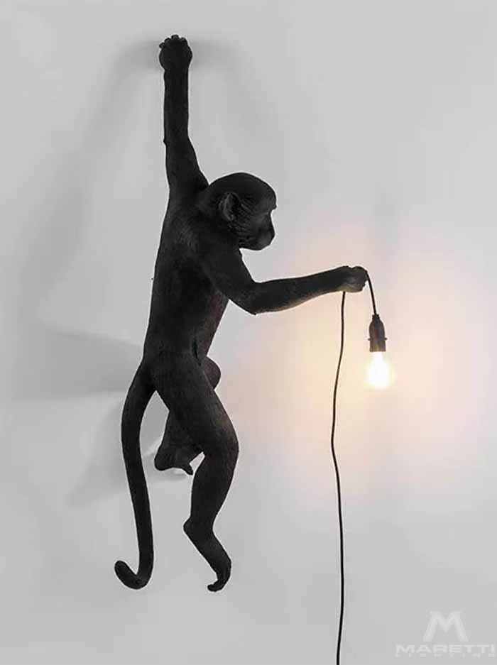Aap wandlamp E27 zwart
