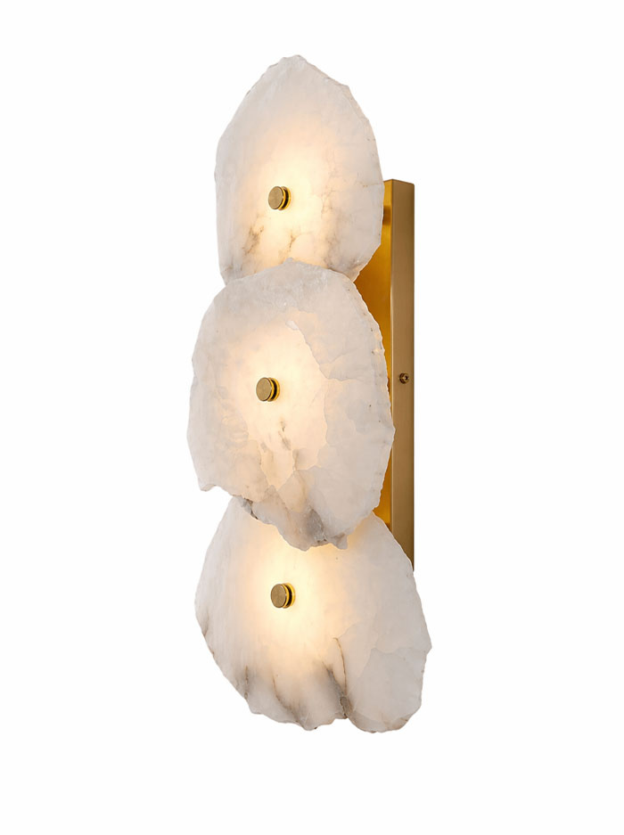 Pietre wandlamp messing met alabaster