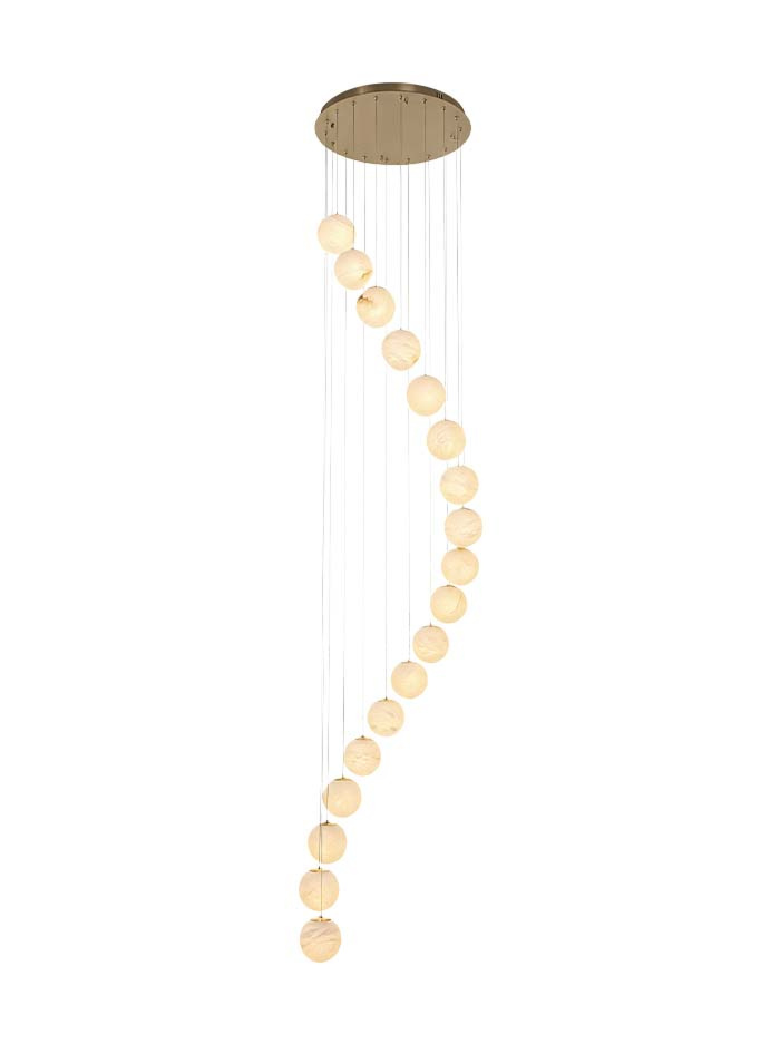 Elica hanglamp 18 lichts G9 brons met alabaster bollen