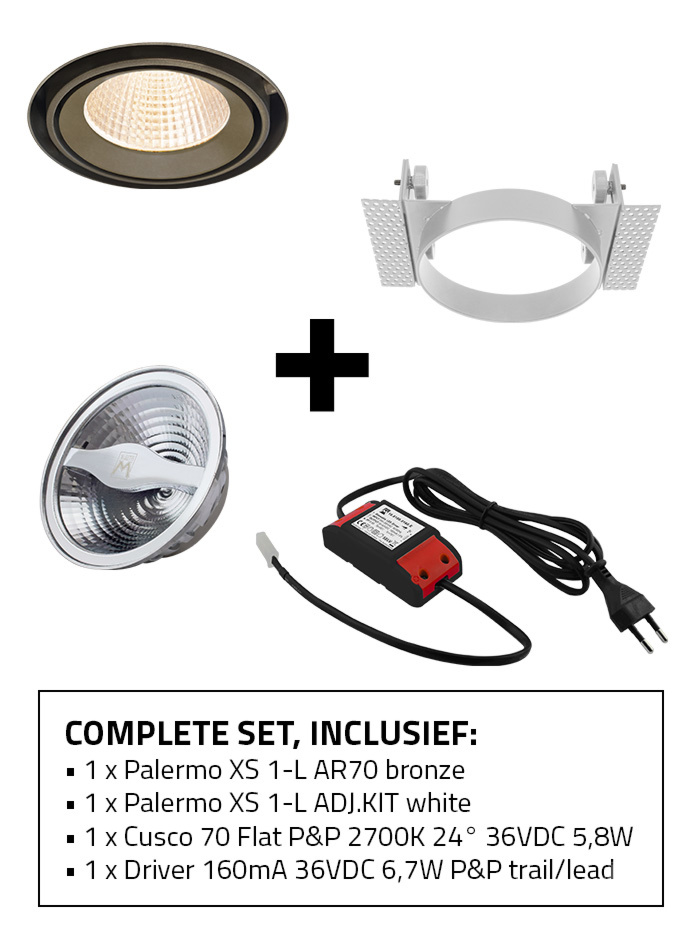 Palermo 70 XS built-in spotlight 1-l set 2700K bronze including kit, light source and driver