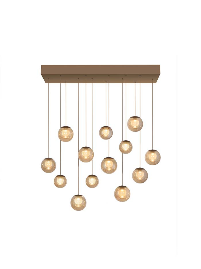 Lumia hanglamp 13 lichts bronze/amber met afstandsbediening + handmatige lift
