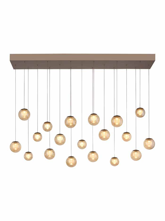 Lumia hanglamp 19 lichts bronze/amber met afstandsbediening + handmatige lift