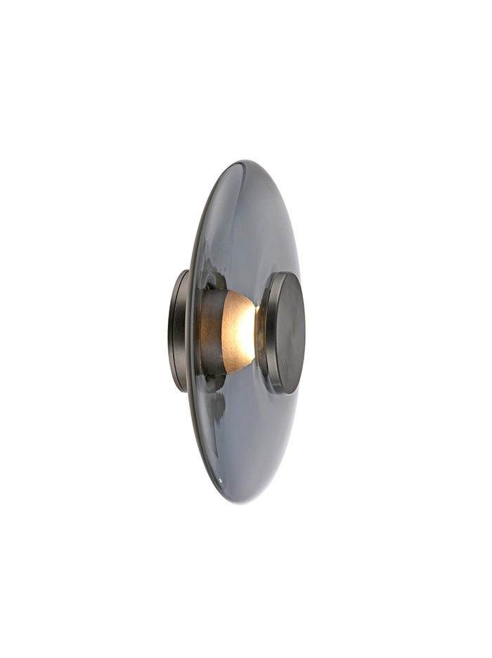 Accent wandlamp zwart met smoke glas