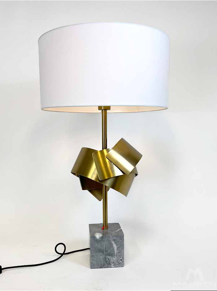 Aurora tafellamp E27 brons met marmer voet