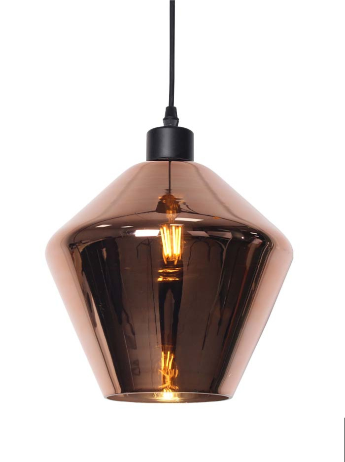 Icosa hanglamp d:22,5cm h:21,5cm koper