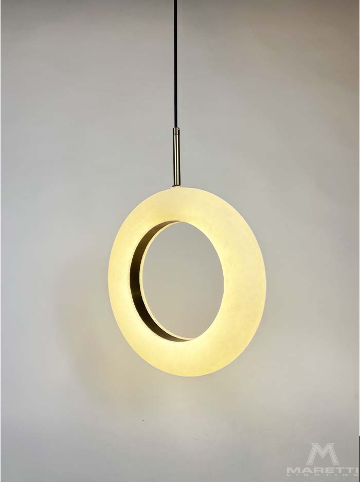 Alabastro hanglamp 1x 8W 3000K koper d:30cm