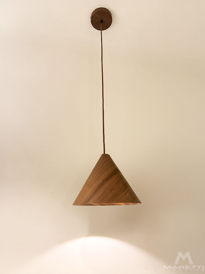 Aldo S hanglamp E27 donker walnoot hout d:25cm