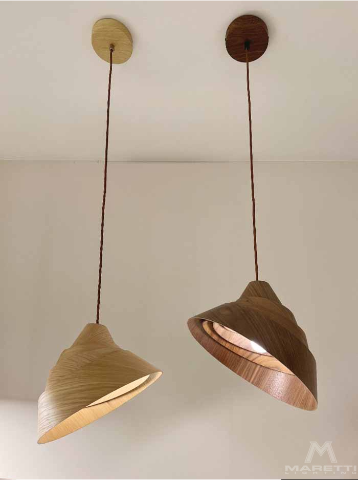 Celino hanglamp E27 donker walnoot hout d:33cm