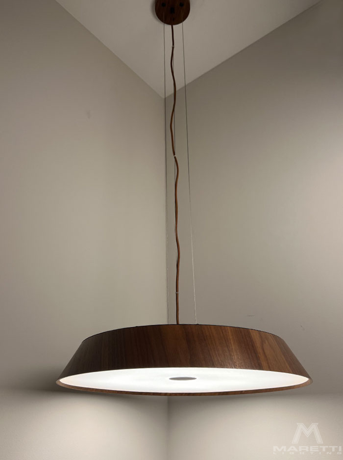 Rino M hanging lamp 40W 2700K dark walnut wood d:51cm dimmable