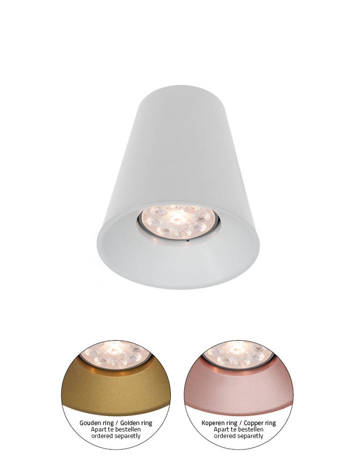 Cone 50 Small white surface-mounted luminaire designed by Osiris Hertman - Opbouwspots
