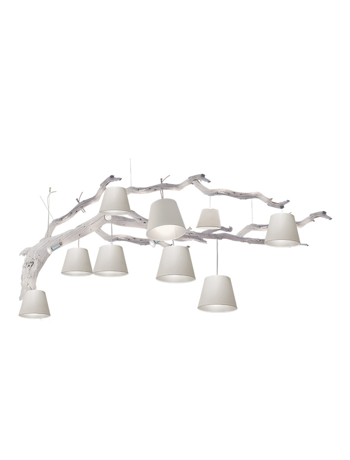 Oak 12-light white hanging lamp designed by Eric Kuster