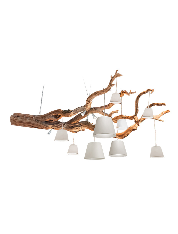 Oak hanging lamp 12-light wood color designed by Eric Kuster