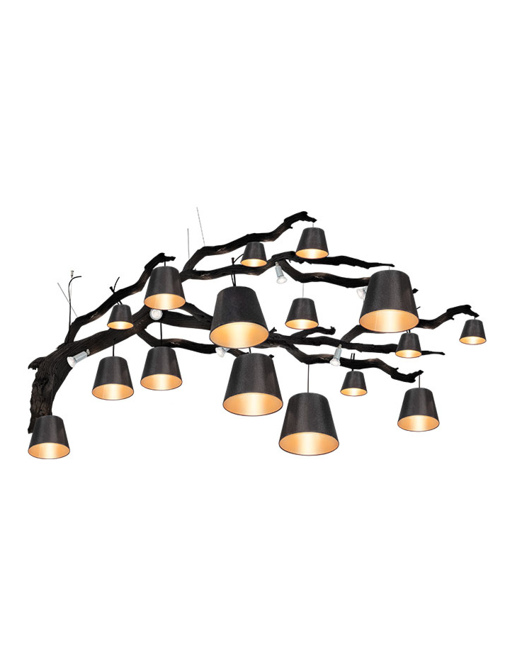 Oak hanging lamp 24-light black designed by Eric Kuster
