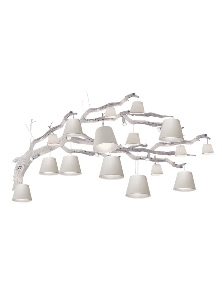 Oak hanging lamp 24-light white designed by Eric Kuster