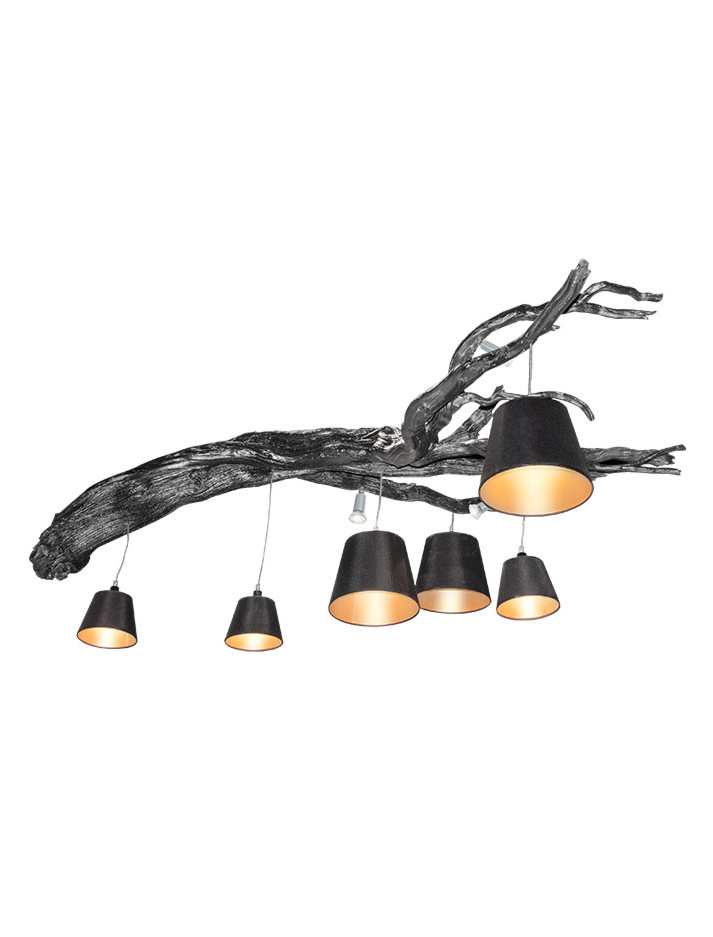 Oak 9-light black hanging lamp designed by Eric Kuster
