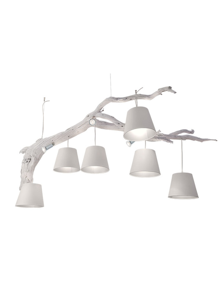 Oak 9-light white hanging lamp designed by Eric Kuster