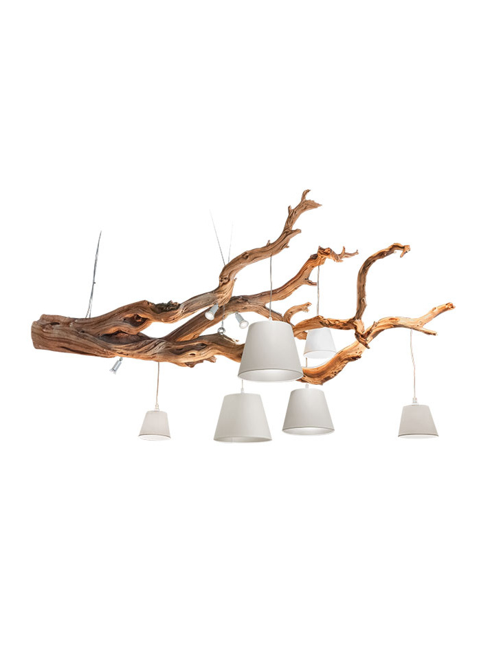 Oak hanging lamp 9-light wood color designed by Eric Kuster
