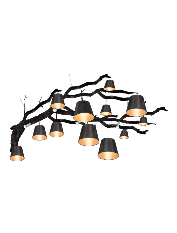 Oak hanging lamp 16-light black designed by Eric Kuster