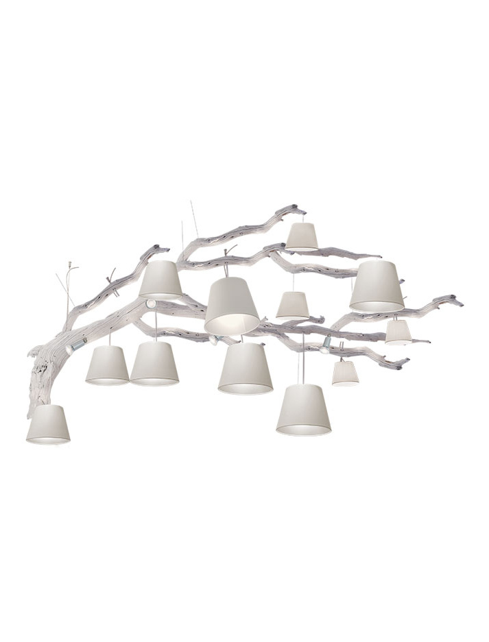 Oak 16-light white hanging lamp designed by Eric Kuster