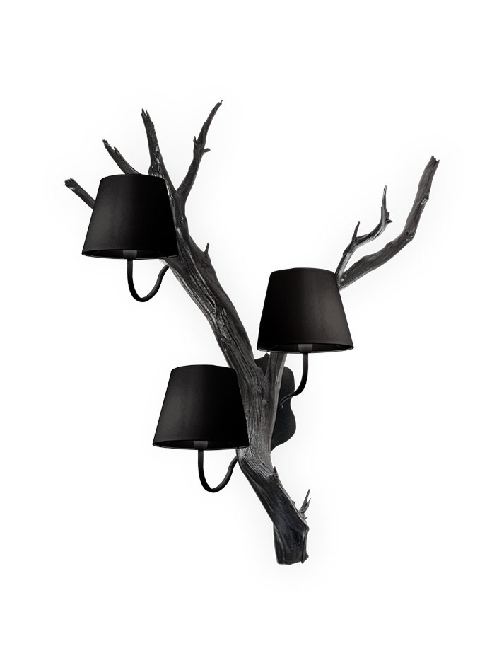 Oak 3-light black wall lamp designed by Eric Kuster