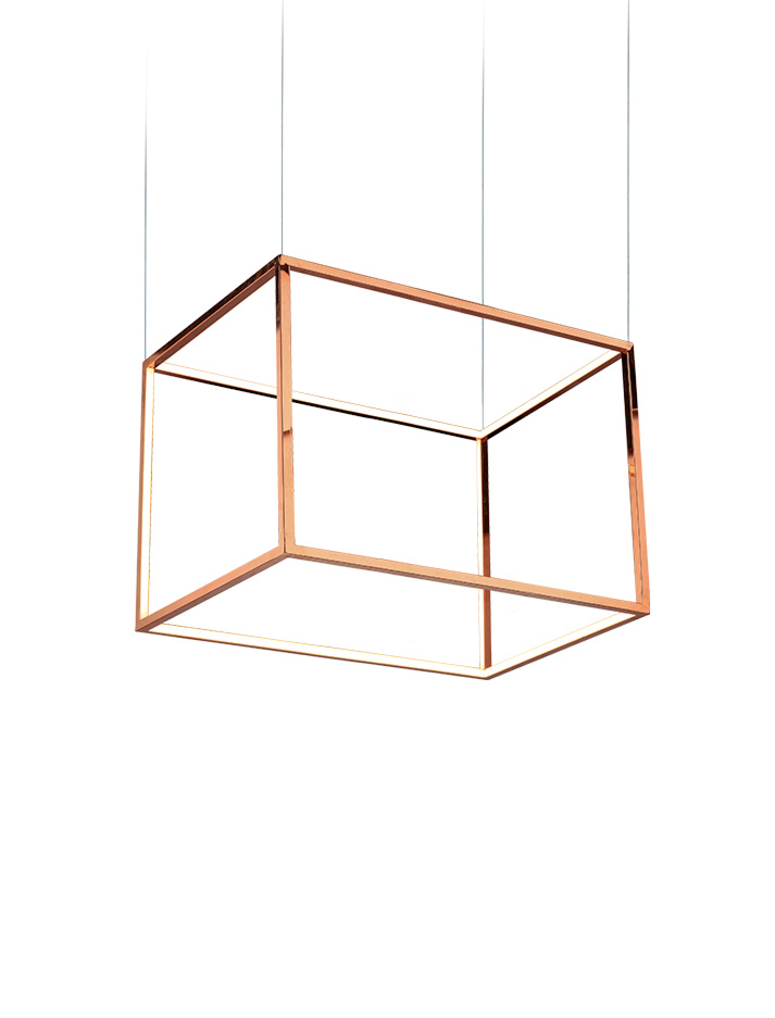 SINGLE CUBE hanging lamp 60x40cm rectangular copper - Hanglampen