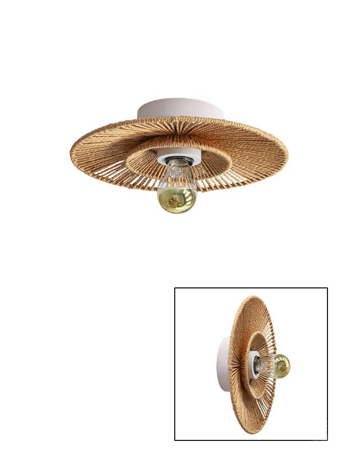CAPPELLO CEILING/WALL LAMP d:30cm E27 white with natural shade - Wandlampen