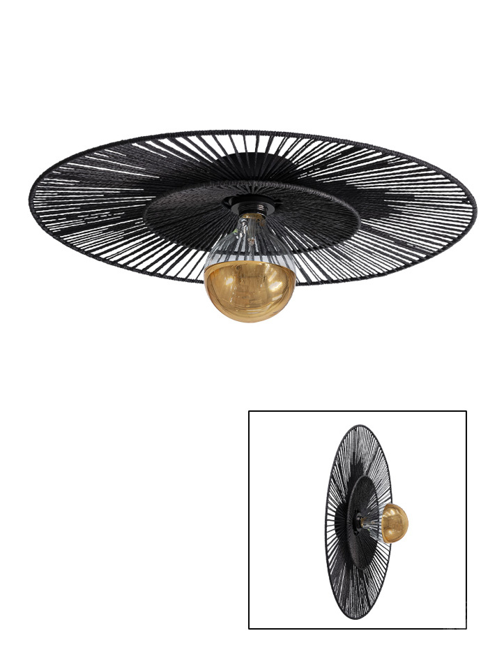 CAPPELLO CEILING/WALL LAMP d:60cm E27 black with black shade - Wandlampen