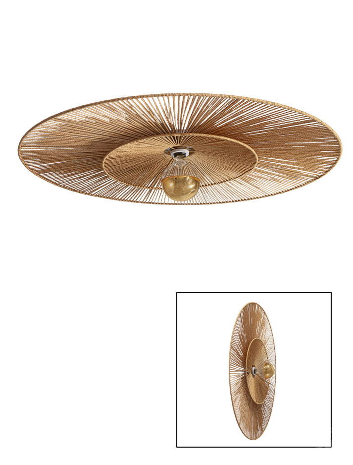 CAPPELLO CEILING/WALL LAMP d:100cm E27 white with natural shade - Wandlampen