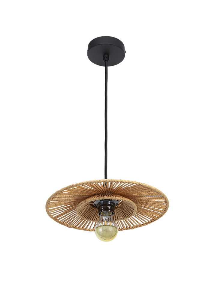 CAPPELLO HANGING LAMP E27 d:30cm black with natural shade - Hanglampen