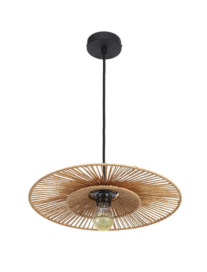 CAPPELLO HANGING LAMP E27 d:40cm black with natural shade - Hanglampen